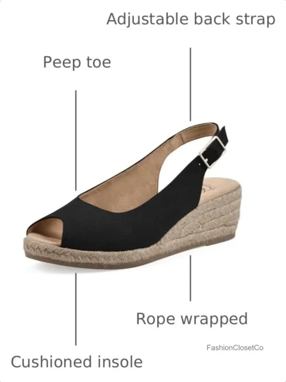 Slingback Espadrille Wedge Sandal with Cushioned Insole